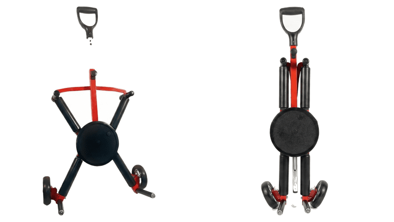 A side by side image of the Hoze Dolly showing it opened and collapsed.